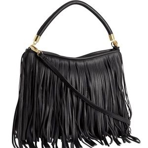 H&M black fringe purse